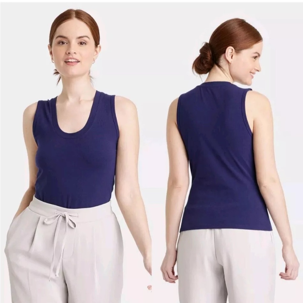 A New Day Women’s U-Neck Slim Fit Tank Top - Navy Blue